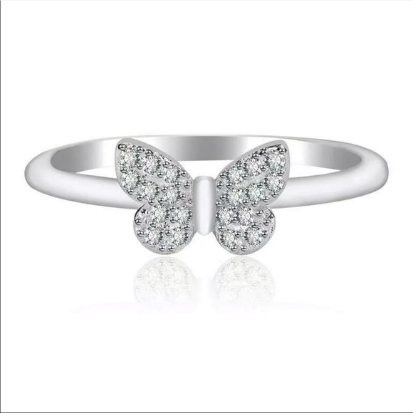 New Women’s 925 Silver Butterflie Sapphire Ring - Picture 2 of 4